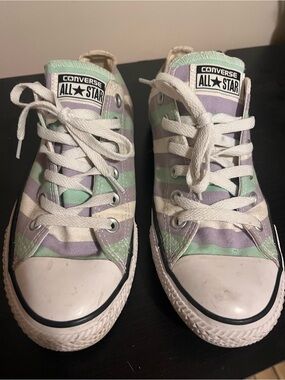 Converse Low Top Striped Sneakers - Mint Green & Lavender